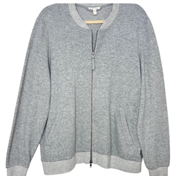 Eileen Fisher Gray Organic Cotton Knit 2 Way Zip Bomber Jacket X - Picture 2 of 13